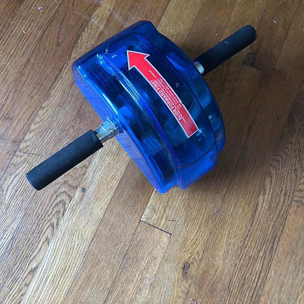Vibrant Blue and Black Exercise Roller with Grip Handles